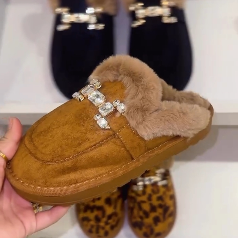 Women's Fashion Fleece-Lined Half-Slip-On Slippers