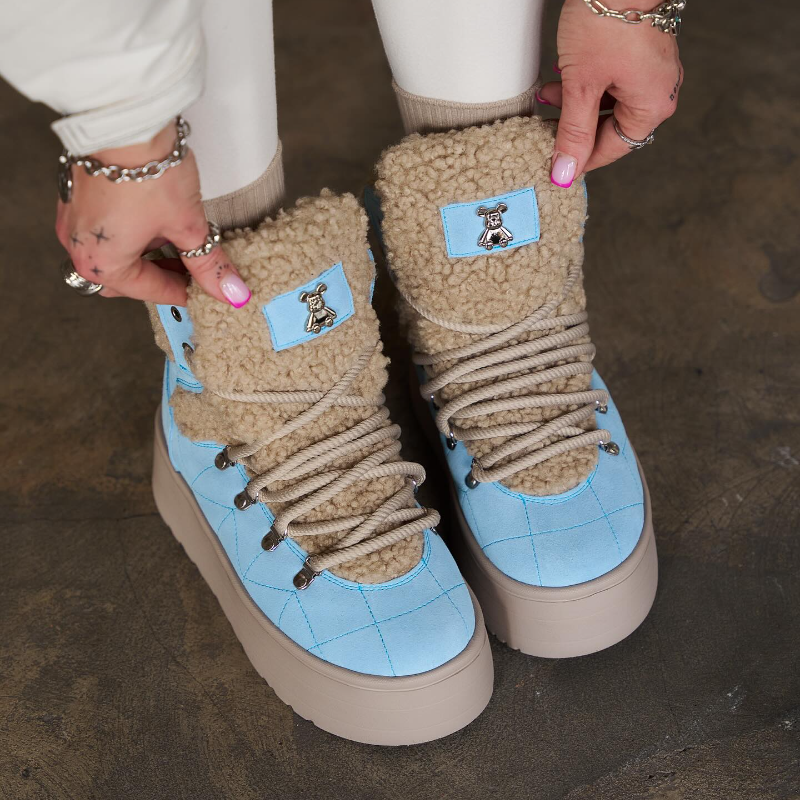 Women's Height-Increasing Lace-Up Fleece-Lined Boots