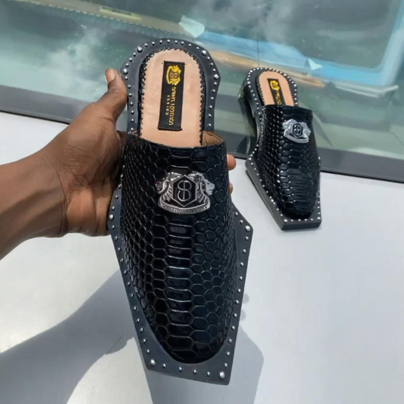 Handmade Crocodile Leather Casual Half Slippers