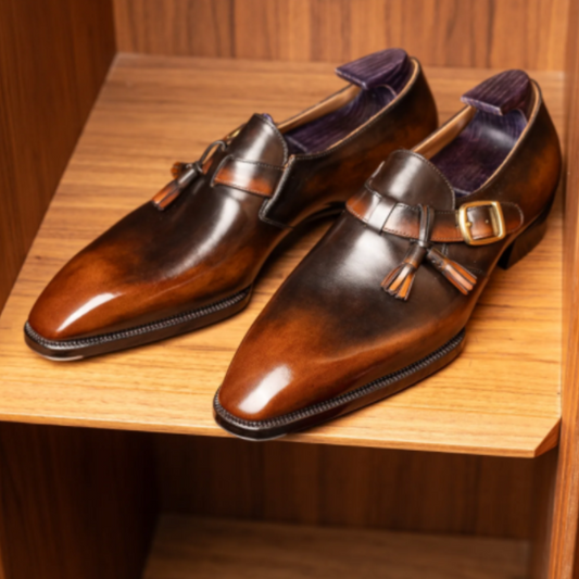 Handcrafted Classic Calfskin Monk Shoes