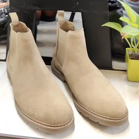 Men's Khaki Suede Chelsea Boots