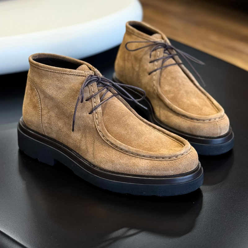 Men's Genuine Leather Lace-Up Ankle Boots