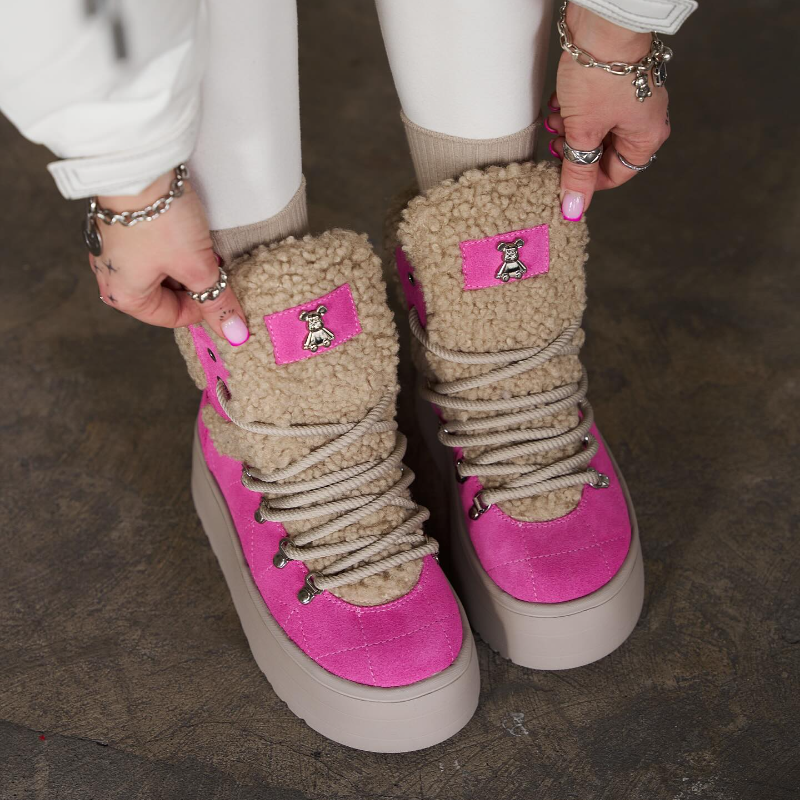 Women's Height-Increasing Lace-Up Fleece-Lined Boots