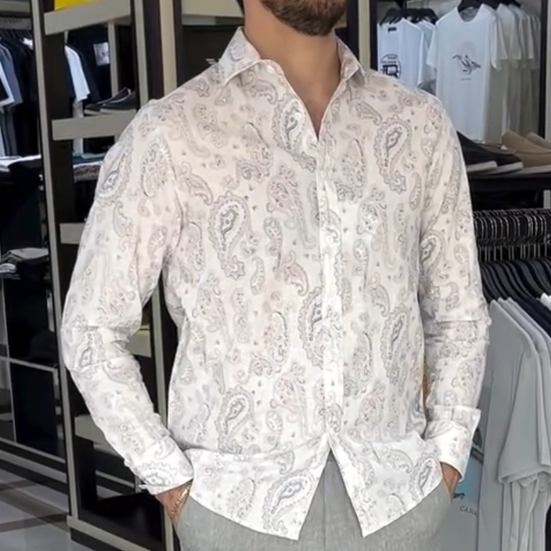 Men's White Printed Casual Shirt