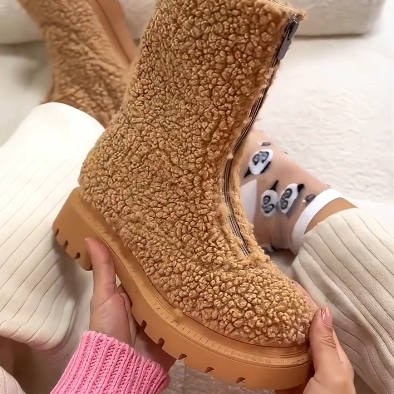 Women's Fleece-Lined Thermal Boots With Zipper