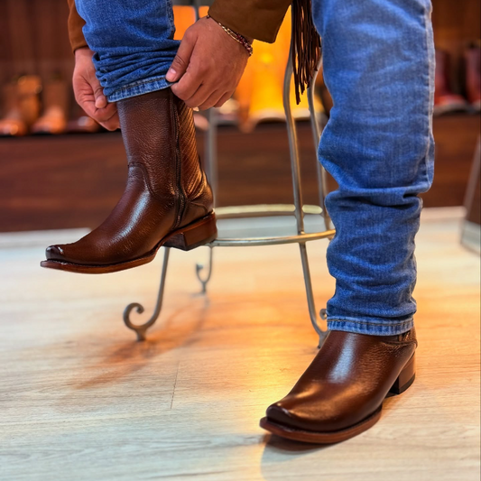 Calfskin Side Zip Western Boots