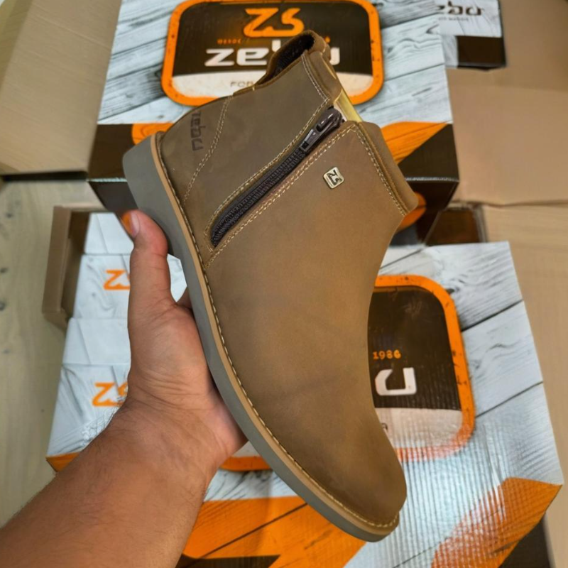 Men's Genuine Leather Double-Zip Ankle Boots