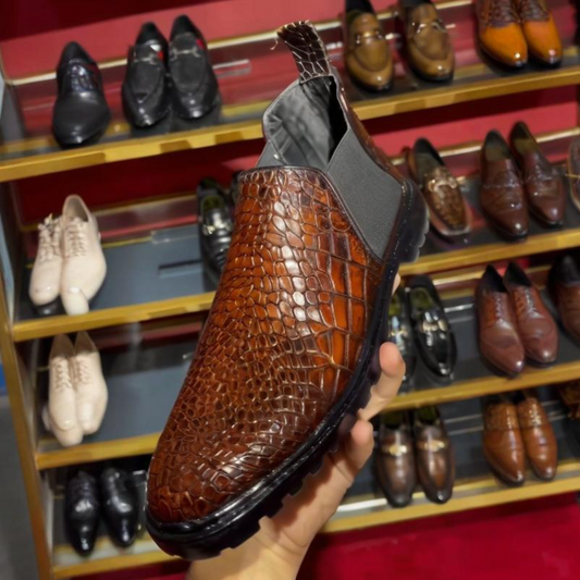 Crocodile Leather Chelsea Boots