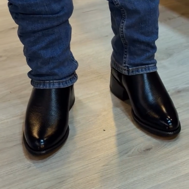 Classic Genuine Leather Side-Zip Cowboy Boots