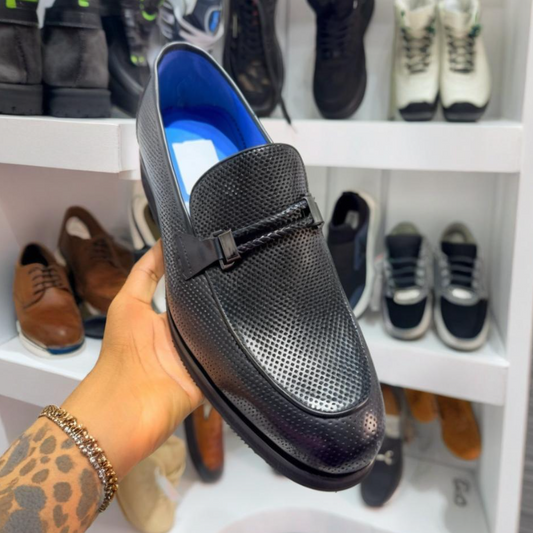 Men's Perforated Calfskin Leather Loafers