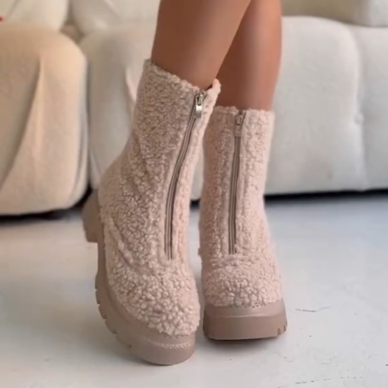 Women's Fleece-Lined Thermal Boots With Zipper