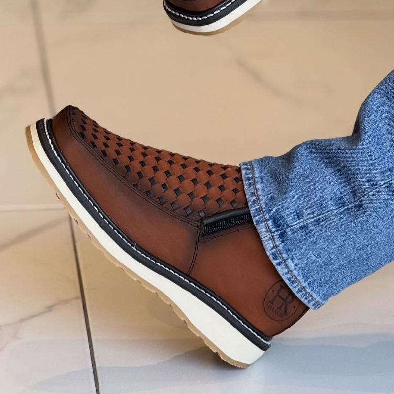 Double-Zip Knit Denim Boots