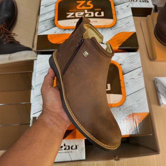 Men's Genuine Leather Double-Zip Ankle Boots