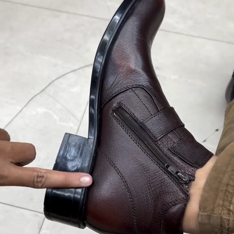 Hand-stitched Height-Increasing Zipper Boots