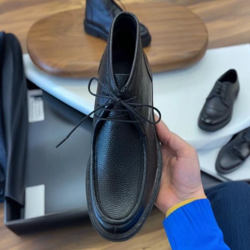 Men's Genuine Leather Lace-Up Ankle Boots