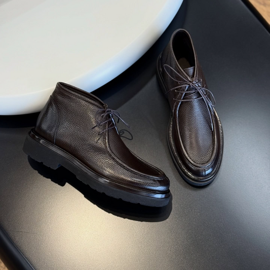 Men's Genuine Leather Lace-Up Ankle Boots