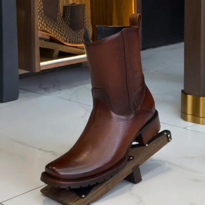 Classic Calfskin Side Zipper Cowboy Boots