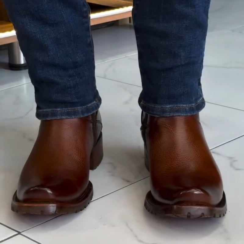 Classic Calfskin Side Zipper Cowboy Boots