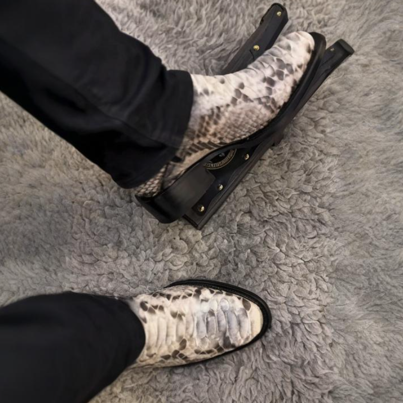 Side-Zip Crocodile Leather Cowboy Boots