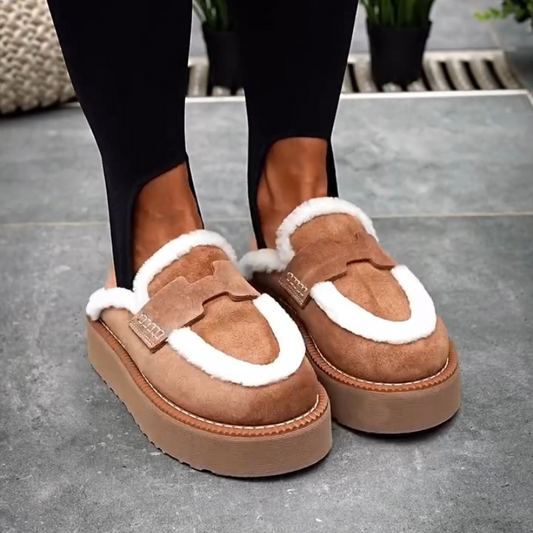 Women's Thick-Sole Fleece-Lined Half-Slip-Ons