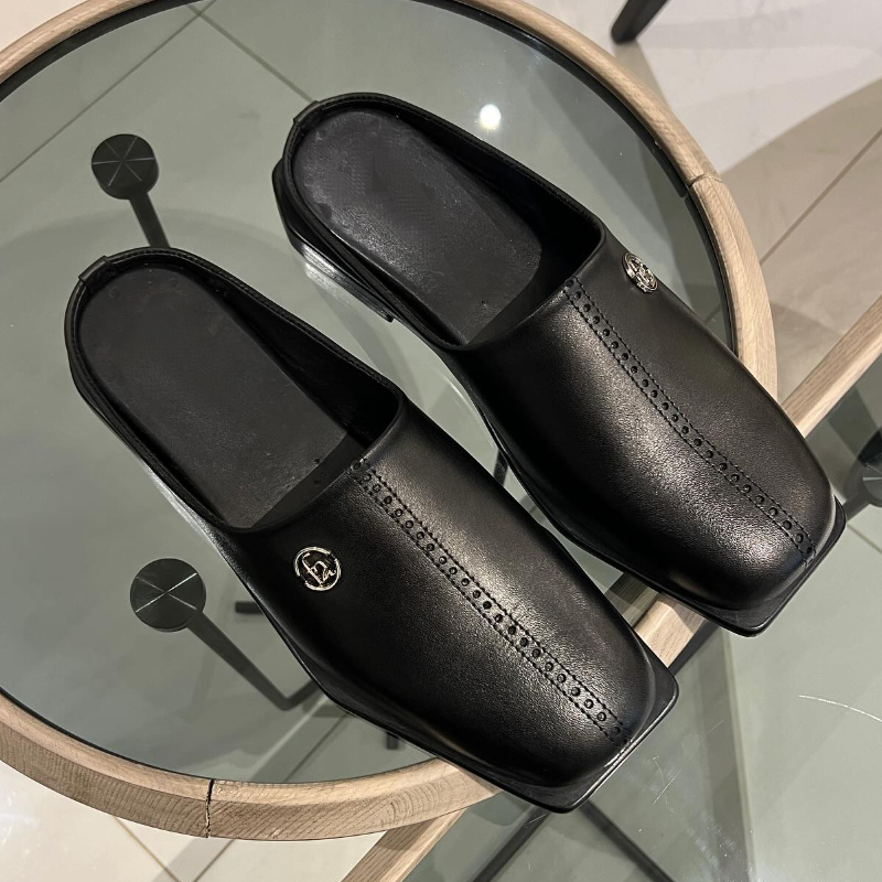 Handmade Calfskin Fashion Half Slippers