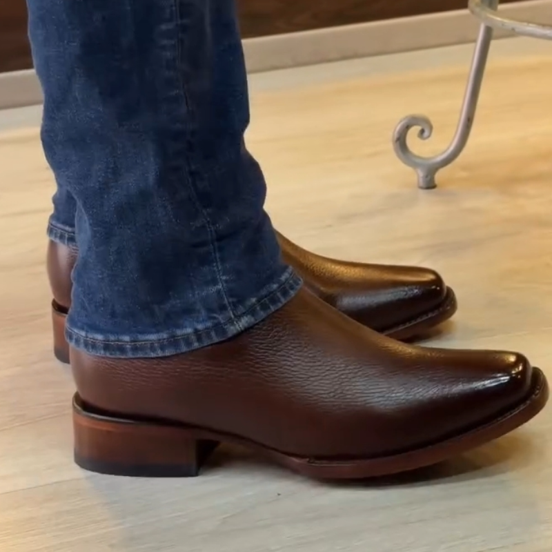 Brown Genuine Leather Ankle Boots