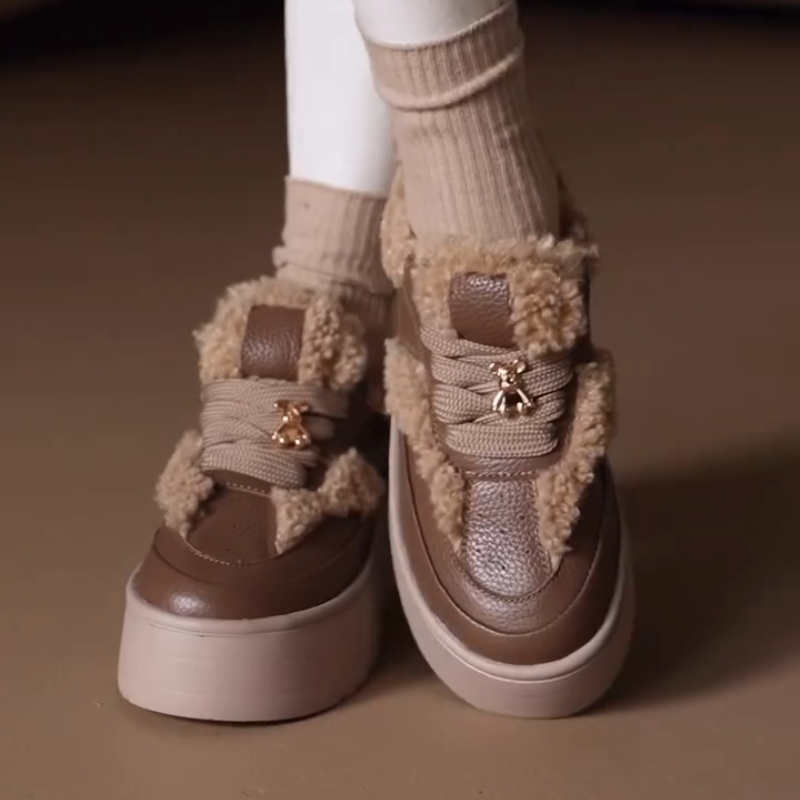 Women's Thick-Soled Fleece-Lined Lace-Up Shoes