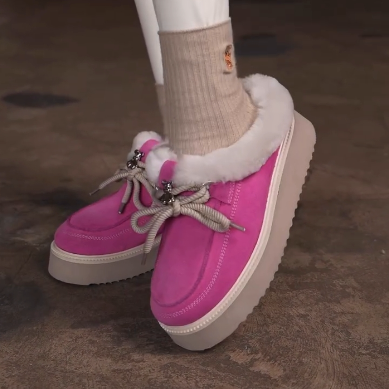 Women's Thick-Soled Height-Increasing Fleece-Lined Slip-Ons