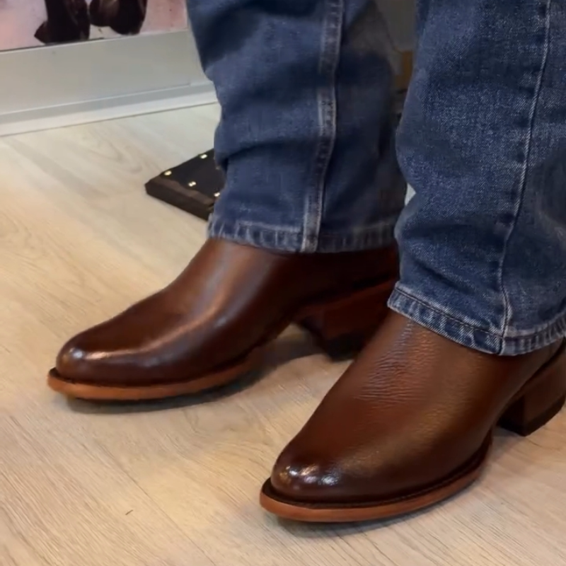 Men's Classic Western Leather Mid-Calf Boots