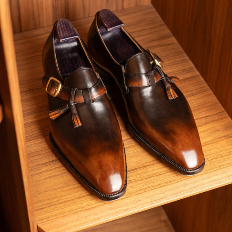 Handcrafted Classic Calfskin Monk Shoes