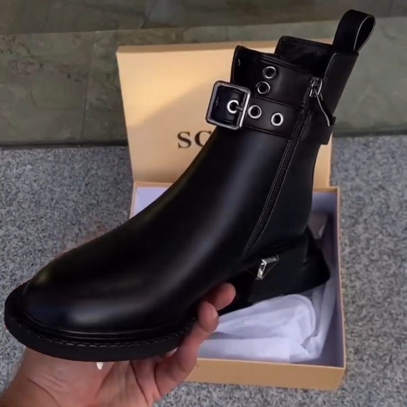 Women's Flat-heeled Zip-up Ankle Boots