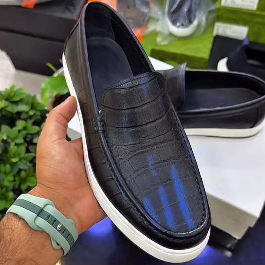 Handmade Crocodile Leather Casual Loafers