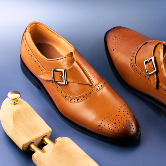 Handmade Calfskin Perforated Dress Monks
