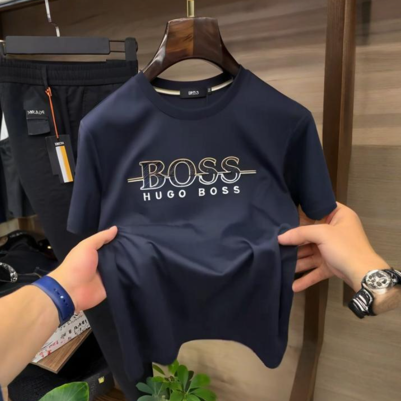 Men's Black Fashion Simple Print Short Sleeve