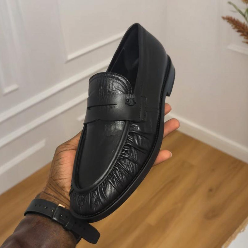 Men's Leather Black Comfort Loafers