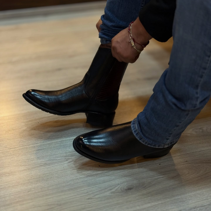 Classic Genuine Leather Side-Zip Cowboy Boots