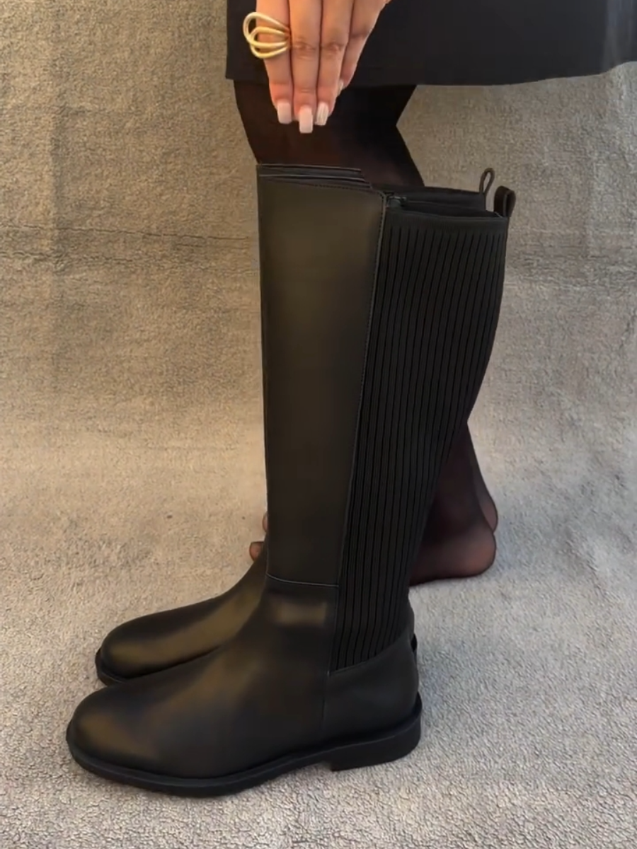 Black Zipper Thigh Boots