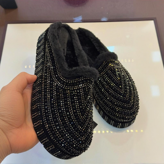 Women's Fashion Fleece-Lined Half-Slip-On Slippers