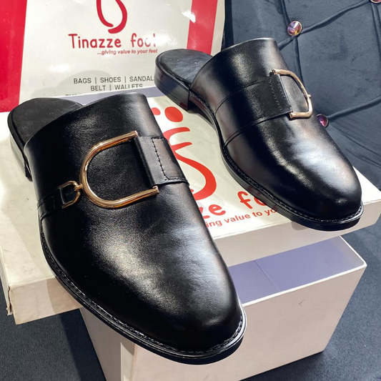 Men's Brass Embellished Half Slippers