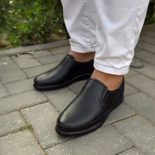 Men's Black Calf Leather Casual Loafers