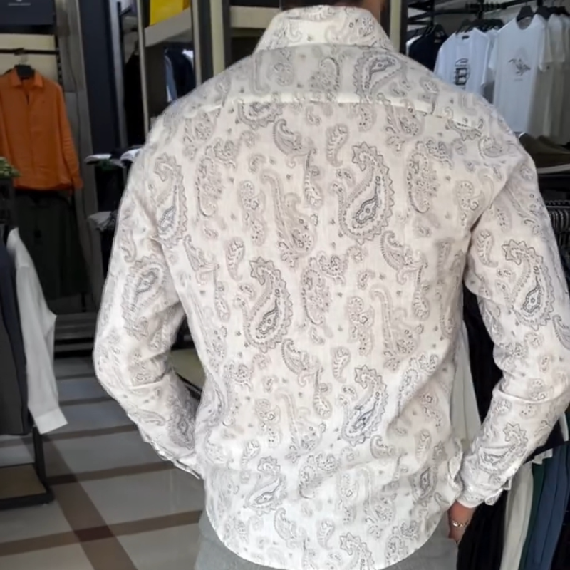 Men's White Printed Casual Shirt
