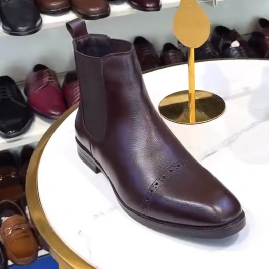 Classic Perforated Leather Chelsea Boots