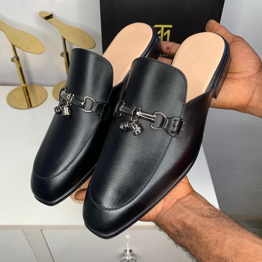 Handmade Cowhide Loafers Fashion Half Slippers