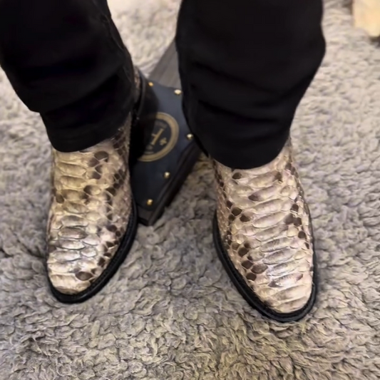 Side-Zip Crocodile Leather Cowboy Boots