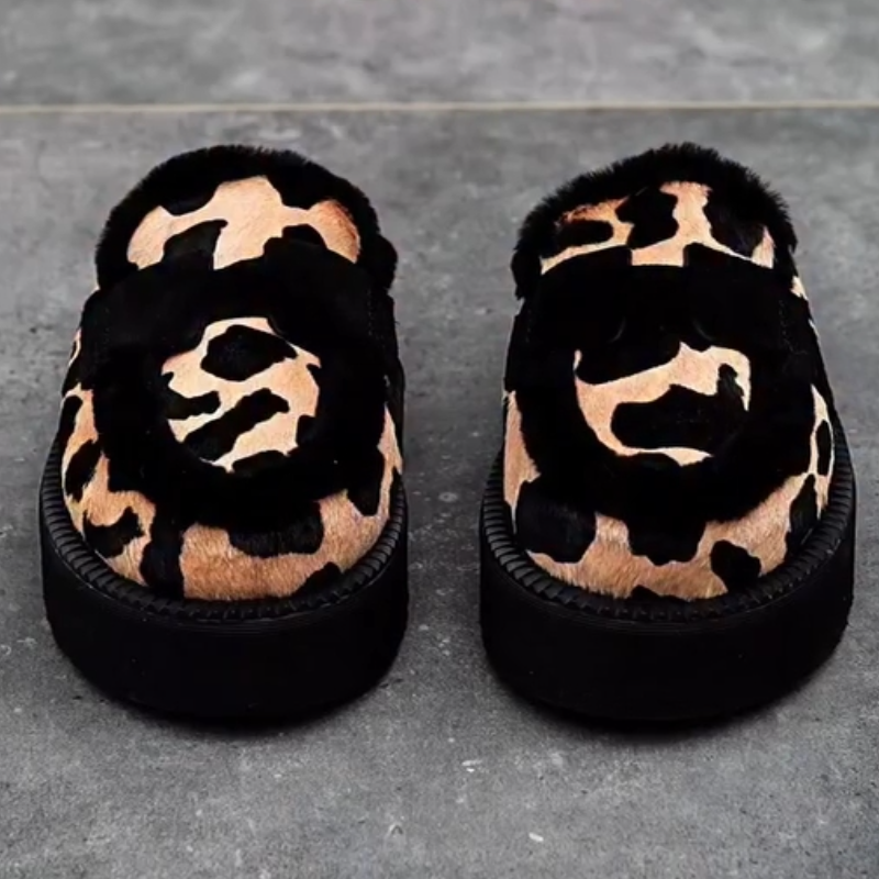 Women's Thick-Sole Fleece-Lined Half-Slip-Ons