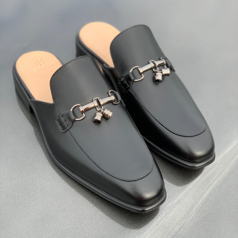 Handmade Cowhide Loafers Fashion Half Slippers