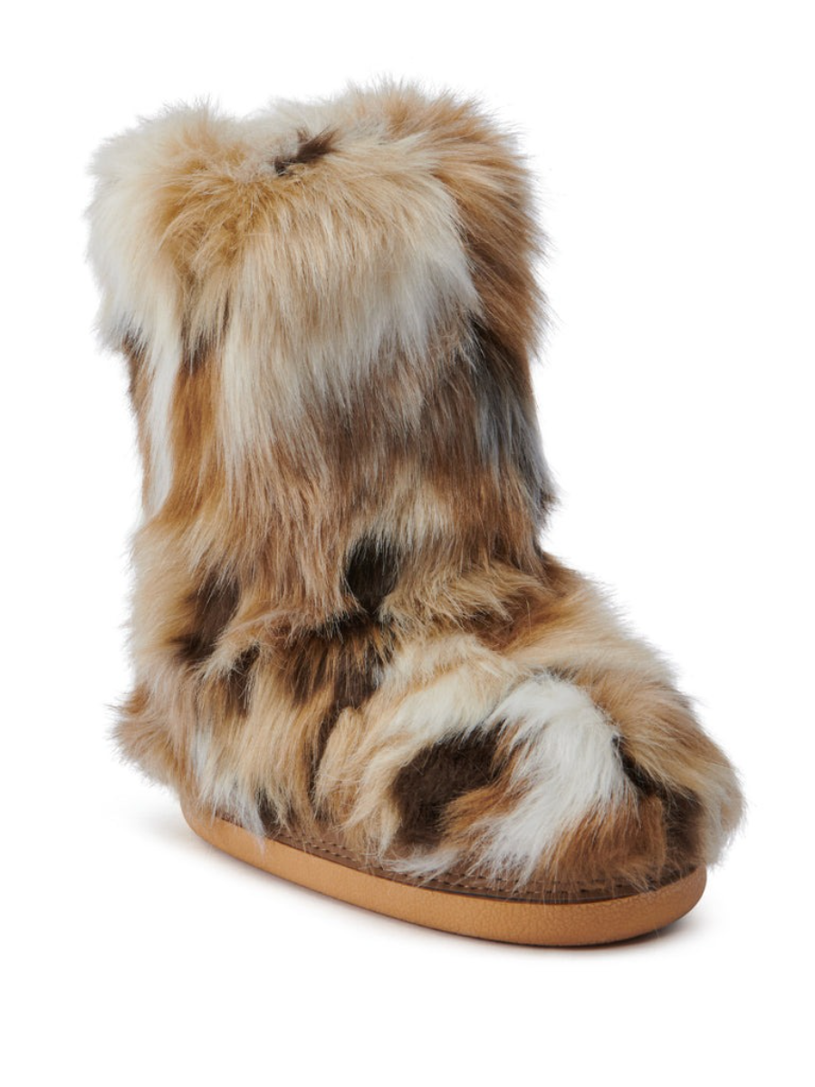Brown Fur Flat Bootie