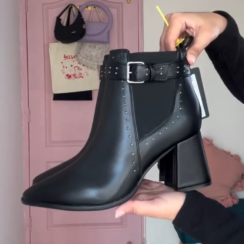 Women's Mid-Heel Leather Boots
