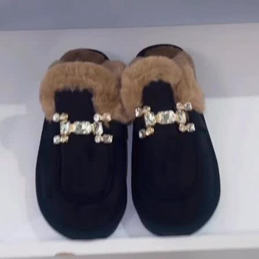 Women's Fashion Fleece-Lined Half-Slip-On Slippers