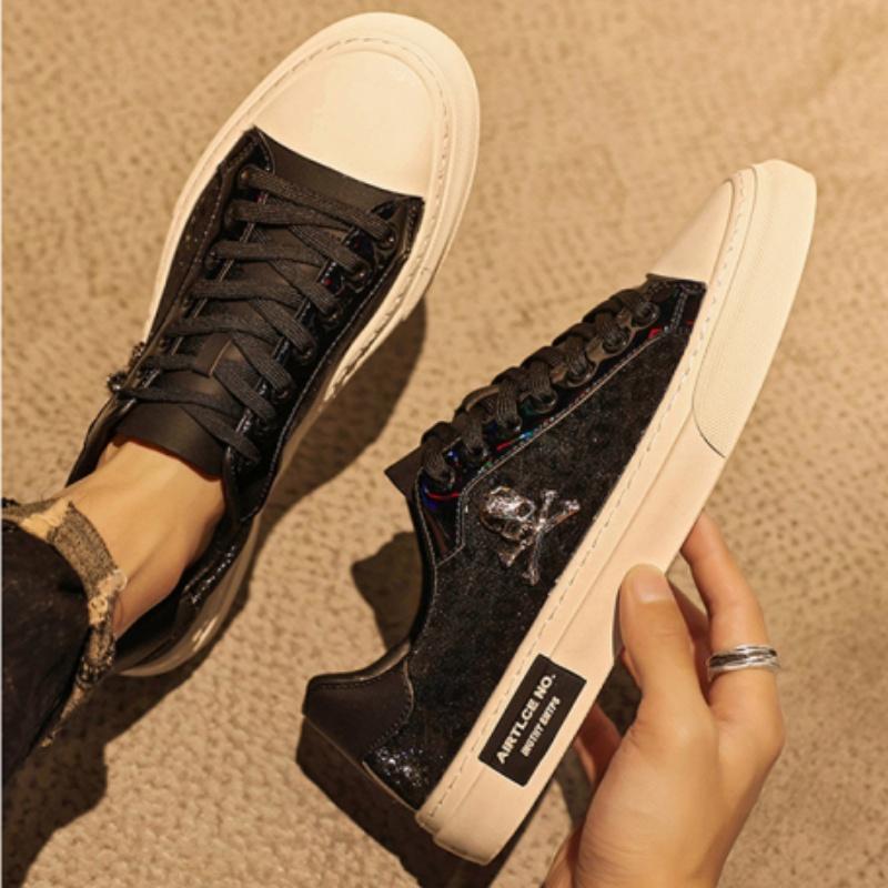 Summer all-match light luxury sneakers breathable skull low-top casual shoes
